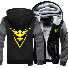 Herrtröjor Anime Hoodie Pocket Monster Team Valor Mystic Instinct Cosplay Jacket unisex tröjor tjockare blixtlås fleece -kappa