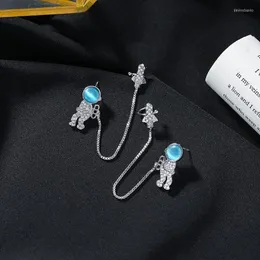 Dangle Earrings Crystal Space Astronaut Series One-Piece Long Metal Ear Clip 2023 Geometric Pendant Memale Gift