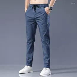 Erkekler Pantolon 2023 Erkek Pantolon Yaz Sonbahar Haki Gri Gri Düz Renk Moda Jogging Kore tarzı tam uzunlukta gündelik iş Pantalon