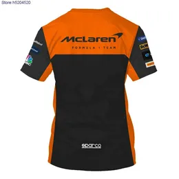 Мужская футболка 2023 Новая мода F1 Formula -One Racing Team McLaren Рубашки 3D Printed o Neck Kids Высококачественная одежда