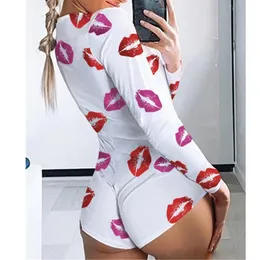 Kobiety Jumpsuits Rompers Kobiety długie rękawie Slim Bodysuit Summer Floral Printed Deep Vneck Jumpsuit moda plus rozmiar odzieży klubowej S2XL 230214