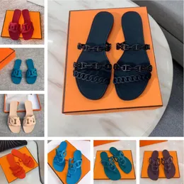 Projektant luksusowe Oran sandały damskie klapki z łańcuszkiem letnie gumowe duże główki slajdy moda plaża seksowne buty płaskie kapcie rozmiar 35-41
