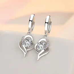 Orecchini a bottone Delicato orecchino femminile Argento 925 Ago Blu Rosa Bianco Viola Cristallo Zircone Twist Nappa lunga per le donne Pendientes