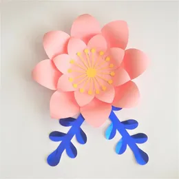 Decorative Flowers Artificial 35CM Leaves 25CM Fleurs Artificielles Backdrop DIY Giant Paper Wedding Party Decor Baby Shower