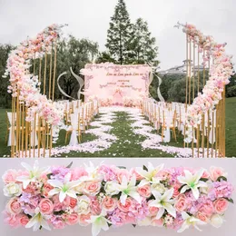 Dekoratif Çiçekler Yapay Duvar Düğün Arka Plan Çim/Sütun 1m Kemerli Çiçek Yolu Kurşun Ev Piyasası Dekorasyonu 8 Renk