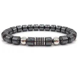 Bracciale da uomo nuovo di moda in rilievo 8mm cilindro ematite braccialetto di fascino braccialetto di gioielli di marca regalo Psera Hombres consegna di goccia braccialetto Dhgarden Dhknl