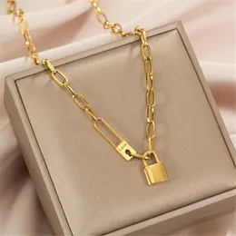 Chains 316L Stainless Steel Retro Hip-hop High-end Lock Pendant Necklace Colier Inoxydable Femme