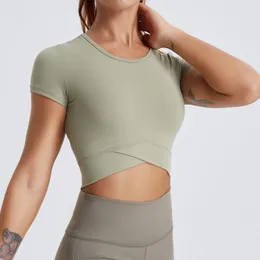 Camiseta feminina de ioga camisetas sexy camisetas curtas esportes de fitness slim slim slim slim slim tee