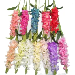 Kwiaty dekoracyjne 10pcs Fake Delphinium Symulacja Larkspur Silk Hiacynth Flower na środkowe elementy ślubne