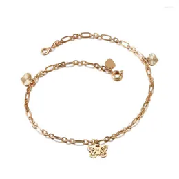 Anklets MxGxFam (23.5 5.5 Cm ) Butterfly Charm Summer Anklet Bracelets For Women Gold Color 18 K Lead And Nickel Free