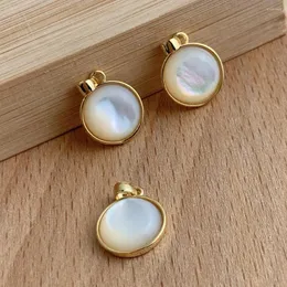 Pendant Necklaces Natural Shell Round Accessories DIY Necklace Fashion White Mother Of Pearl Alloy