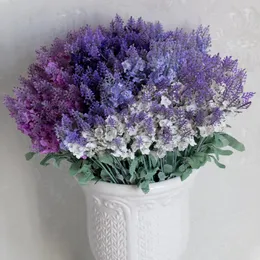 Dekorativa blommor 36 cm lavendel torkad bukett konstgjord falsk för bröllop hemfest dekoration