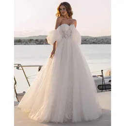 Party Dresses 2023 Bohemian Wedding Women's Lace Applique Tulle Sleeveless Bride Gowns Formal Beach Robe De Vestido Novia 230214