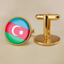 Azerbajdzjan flagga manschettknappar National Flag Cufflinks av alla l￤nder i World Suit -knappdekoration f￶r fest presenthantverk