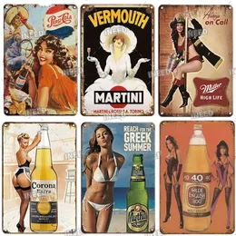 Dekor Pin Up Kız Metal Vintage Bira Teneke İşaret Poster Metal Seksi Kız İşaretli Bara Pub Kulübü Adam Mağara Dekorasyon Ev Duvar Dekor Boyutu 30x20 W01