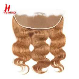 Hair pieces UGo Brazilian 27 Body Wave Lace Frontal 13X4 Front 100 Human 130 Density Remy With Baby 230214