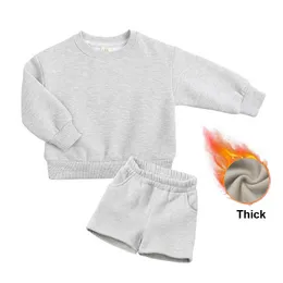 مجموعات LZH Winter Toddler Boys Clothing Fleece Sweater Sweater Suits Suit For Girls Sportwear Kids Cloths.