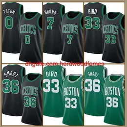 Jayson Tatum Basketball Jerseys Jaylen Brown Marcus Smart 2023-2024 Городская зеленая рубашка 75-й годовщина издания Джерси белый 0 7 36 33