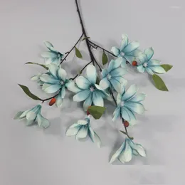Dekorative Blumen, 5 Stück, 88 cm, Magnolien-Kunstblumenzweig, 5 Gabeln, Kunstseide, für Heimdekoration, Hochzeit, Hintergrund, Wanddekoration