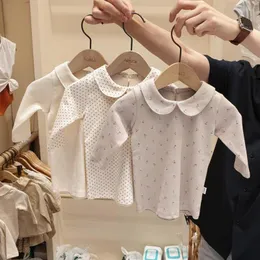 Tshirts 2023 Fallwinter Fashion Toddler Kids Bebês meninos meninas colarinho de algodão de algodão camisas de manga comprida Blato de tampas de baixo para tops 230214