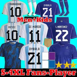 3 stjärnor Argentina Soccer Jersey Football Shirt 2022 Dybala de Paul Maradona Di Maria L.Martinez 22 23 Fans Player Version Men Kids Kit Set Uniforms Socks