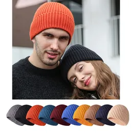 Berets Classic Winter Hats Men Solid Color Knitted Man Hat Beanies Bonnets for Women Gorro Thick Cap 230214