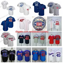 2015 Hall of Fame Vintage 45 Pedro Martinez Baseball Jerseys Hof Blue White Montreal Red New Expos York Mens Stitched Mesh Shirts