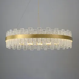 Lampy wiszące Morden LED Crystal żyrandol oświetlenie do salonu wykonane z galwanizacji ze stali nierdzewnej złoto 110V / 220V Lamppendant