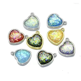 Hänghalsband högkvalitativ fantasifärg skapad Opal Heart Shape Stone för halsbandsarmband som gör fynd