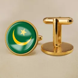 Bandeira da mauritana Cufflinks Bandeira nacional Cufflinks de todos os países da decoração mundial de traje de botão para festas artesanato