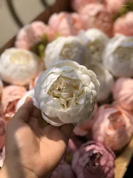 Dekoratif Çiçekler 10 PCS Fildişi Yapay Şakayık Kafaları Yüksek Kaliteli İpek Düğün Ev Dekorasyonu için Dolu Sahte
