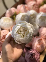 Dekorative Blumen 10pcs Elfenbein künstlicher Pfingstrosen Heads Hochwertige Seide in großen Fällen für Hochzeitshäuserdekoration