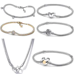 100 aniversario Charms exclusivos Bracelets Mouse amor nuevo Collar con joyer￭a de dise￱ador de diamantes DIY Fit Pandora Mujeres Pulseras de plata