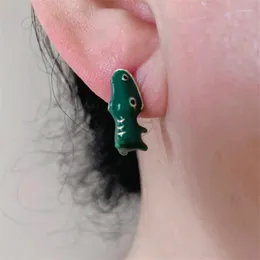 스터드 귀걸이 3D 귀여운 만화 악어 동물 물림 여자를위한 녹색 물린 귀 개 여성 스티치 애완 동물 시리즈 악어