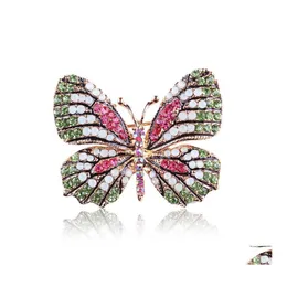 Stift broscher stor fj￤ril f￶r kvinnor insektsstift vinter design mode smycken strass lyxiga kristallstift sl￤pp leverans dhdbt