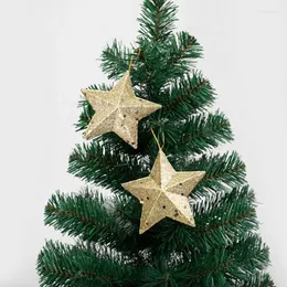 Decorações de Natal Tree Top Star Doors and Windows Decor Gift Gold Gold Glitter Cinco ornamentos de ano noturno pontudos