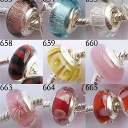 550pcs Murano Glass Beads Charmones plateados Correos de plata Mezcla de encanto 20 Estilos de ajuste de estilos 324U