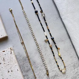 Pingente colares simples preto semente grânulos colar feminino colar de corda charme pérola zircão artesanal bohemia collier femme jóias presente