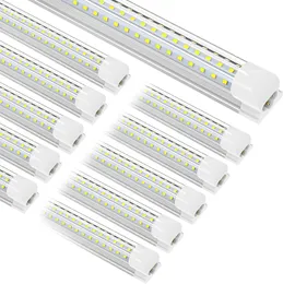 (10-Pack) 8ft LED-butiksljus fixtur, 90W, 5000K dagsljus, Hight Output T8 Integrerade r￶rljus, D Form 3 rader, 8 fot L￤nkbara butiksljus f￶r garageverkstad