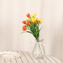 Decorative Flowers Tulip Artificial Home Office Garden Decor Table Centerpieces Floral Arrangements Faux Plastic Bushes Greenery