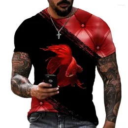 Camisetas masculinas Roupas Lucky Roupas 3D T-shirt Trend Trend Top Top confortável Casual Lycra Polyester Material Summer Summer