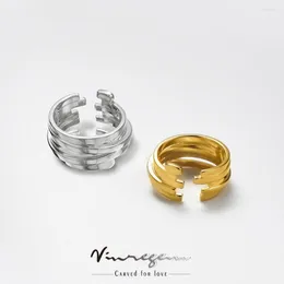 Cluster Rings Vinregem Real 925 Sterling Silver 24K Yellow White Gold Design creativo Anello da cocktail irregolare per regalo da donna