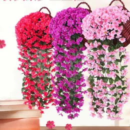 Dekorative Blumen, violette künstliche Blume für Party-Dekoration, Hochzeit, Valentinstag, Simulation, Wandbehang, Korb, gefälschte Orchidee