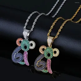 Colares pendentes gelados de colar de charme de macaco com cadeia de tênis Hip Hop Gold Silver Color Jewelry Gifts Gifts