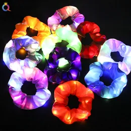 LED Bling Large Hair Scrunchies Ribbon Rope Women Dancing Bun Hair Ties Holder Ropes For Women Hair Accessories 1630