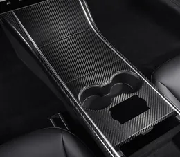 4 PCSSet Real Car Interior Accessories Carbon Fiber Center Console Cover voor Tesla Model 3 201720218920689