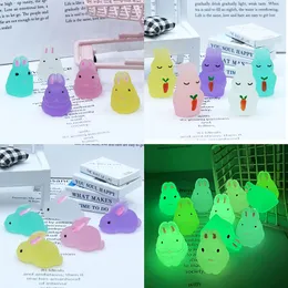 Creative 3D Rabbit Easter Decoration Luminous Lovely Rabbit Handmade DIY Key Buckle Mobile Chain Pendant Wholesale
