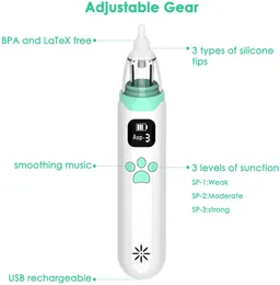 Outro aspirador nasal claro de higiene bucal para beb￪ el￩trico USB Electric Skin para rec￩m -nascidos aspiratores nasale elettivo aspiradores nasais