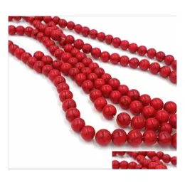 Pietra 8Mm Pietre Rosse Naturali Distanziatore Rotondo Perline Sfuse Per Collana Bracciale Charms Creazione Di Gioielli 4Mm 6Mm 10Mm 12Mm Goccia Deli Dhgarden Dhuga