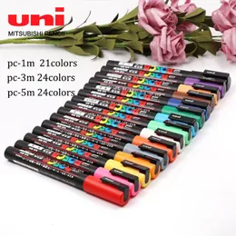 Markers 21/24 Color Japan UNI POSCA Marker Pen PC-3M/1m/5m Advertising Graffiti Stationery Highlighter Acrylic Paint Pen Art Supplies 230214